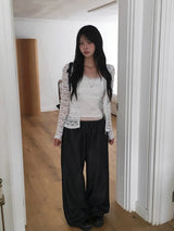 Appe Nonfade Banding Raw Wide Denim Pants