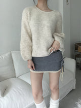 Gray lace knit skirt