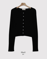 フラワーアイレットクロップ長袖カーディガン(3color)