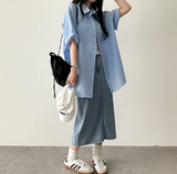 Lori Linen Oversized Fit Short Sleeve Shirt Shirt