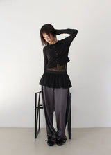 PEARL MESH SHIRRING TOP