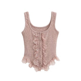 Brina Lace Ruffle Button Top