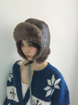 Kyoka Winter Leather Trooper Hat (3color)
