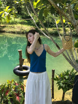 Deep V-neck Sleeveless (Blue)
