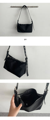 eyelet belt black shoulder cross bag