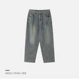 [4SEASON] ベーシックセミワイドデニムパンツ(3color)