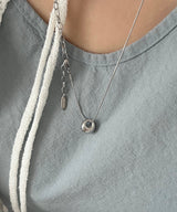 ddo vertical bold donut coin two way long layered necklace