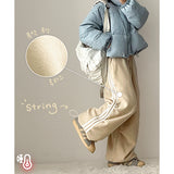Hey three-line track fleece banding wide pants