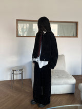 シャイニングベルベットブラックバンディングロングトレーニングパンツ (Black)