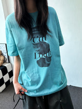 ノア キャット タトゥープリント オーバーサイズ ブラックTシャツ - 4カラー