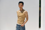 High ribbed logo sleeveless(Mustard)