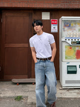 If semi-wide denim pants