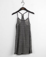 Ploo Bohemian Net Stripe See-through Halter Sleeveless Mini Dress