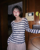 (2color) Border Sheer Openwork Knit