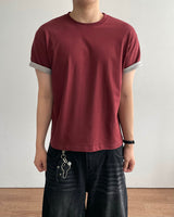 デュエット クロップ ロールアップ ショートスリーブ Tシャツ