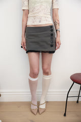 [香] Classic Button Skort (SS & Lace ver) (Gray)