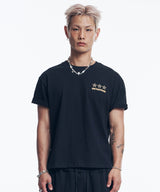 スターレタリングクロップドTシャツ - ブラック