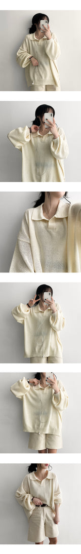 Nifty Bookle Oversized Fit Punching Collar Knitwear