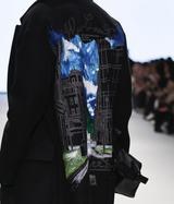 Black Wool Printed  Coat