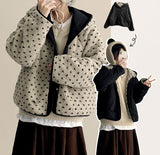 [Double-sided/Reversible*] PN ハート柄フリースフードジャンパー