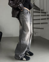 Grayish Vintage Damaged Denim Pants