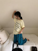 Nanade Lettering Dot Printing Loose-Fit Short Sleeve Tee