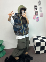 ヒーター❤カーゴオーバーロングバンディングパンツ 🩶🖤🤎💚4COLOR