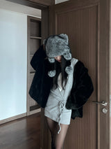 Mini tail soft fur eared fur hat (4 colors)