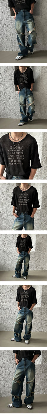 [S/S] ケアレーベル シースルーハーフニット (3color)