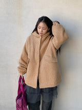 Syasdeulo Quilted Boucle Hood Half Coat Jacket