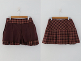 LOW BELETD CHECK PLEATS MINI SKIRT (2COLORS!)