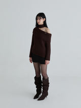 Muffler symbol knit set (Brown)
