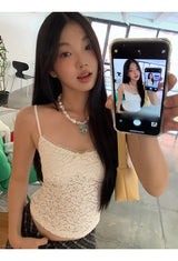 French Design Lace Sleeveless T-shirt