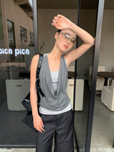 スウィングレイヤードベストスリーブレスTシャツ