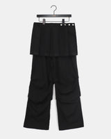 Mneレイヤードピンタックプリーツラップスカートパンツスカート
