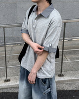 Levin Roll-Up Collar Henley Short Sleeve