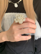 パール ビッグ フラワー オープン リング