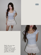 Romance Flower Shirring Sleeveless Top