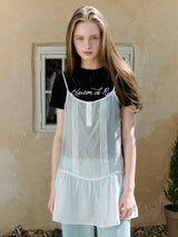 PINTUCK SHEER LAYERED ONEPIECE IVORY