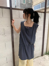 Grine Pigment String Layered Sleeveless One Piece