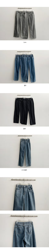 [Basic, Long/S-2XL] Right Back Banding Summer Semi-Wide Denim Pants