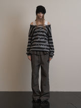 STRIPE V-NECK MTM BLACK