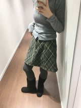 Liz Cutout Checkered Midi Skirt (2 Colors)