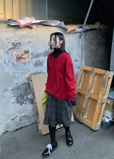 レイヤードVネックニット