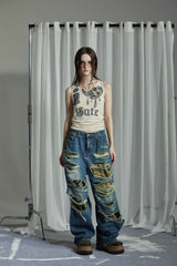 LOVE CAMO SLEEVESS TOP