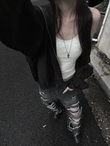 [unisex] summer cool see-through hooded zip-up (2color)