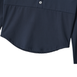 ナイロンボタンクロップTシャツ [Fabric by ITALY] - ネイビー