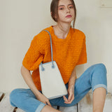 BAZAS bucket leather bag / Bright Ivory