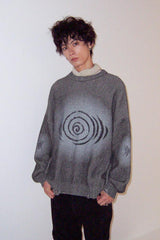 Retro casual swirl print ribbed sweater for winter