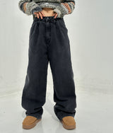 (UNISEX/ S-3XL) BALLOON DARK BLUE WIDE HAREM UNISEX PANTS